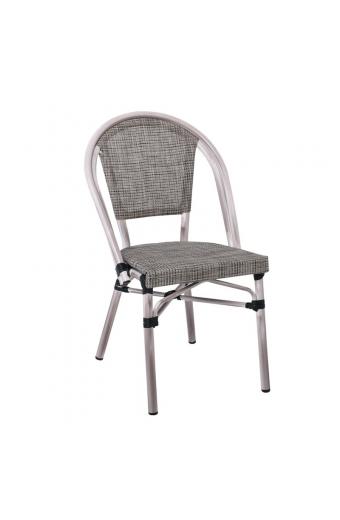 COSTA Καρέκλα Dining Αλουμινίου, Απόχρωση Antique Grey -Textilene Μπεζ-Ε288,1-Αλουμίνιο/Textilene-1τμχ- 50x55x85cm